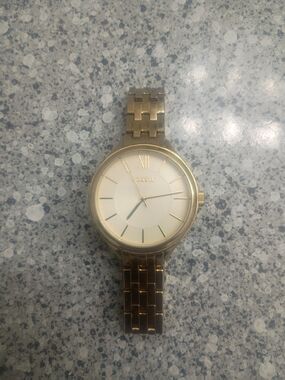 Fossil Gold-Tone Watch with White Dial